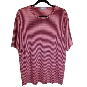 J. McLaughlin Linen Blend Short Sleeve Striped Top, size L